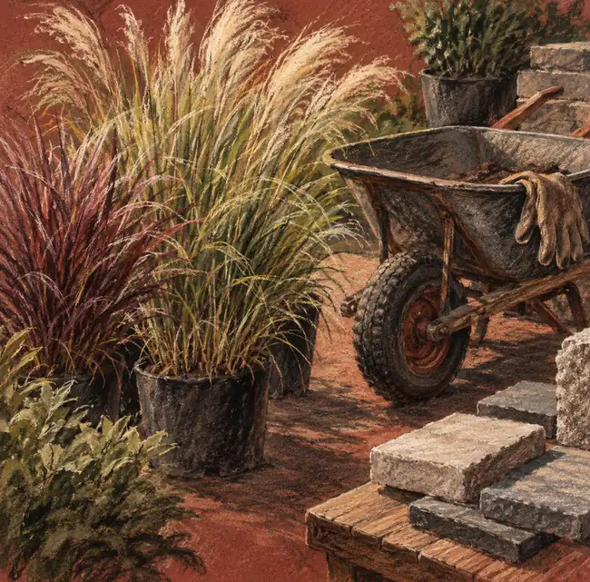 Illustration of landscaping businesses equipment and workspace