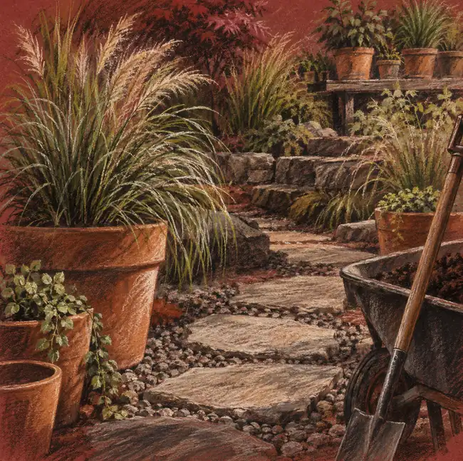Illustration of landscaping businesses equipment and workspace